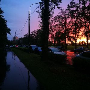 View of canal at sunset