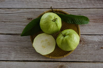 High angle view of apples on table