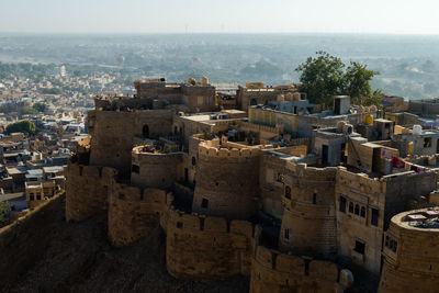 High angle view of buildings in city