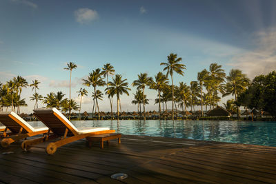 Scenic view of swimming pool against sky