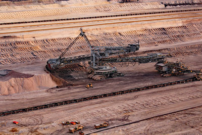 High angle view of machinery on rock