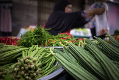 Vegetables for sale at market stall