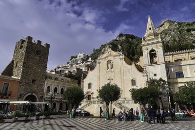 Low angle view of buildings against sky