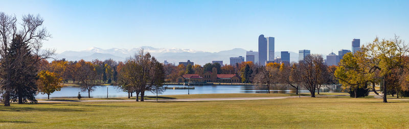 Trees in park against sky during autumn