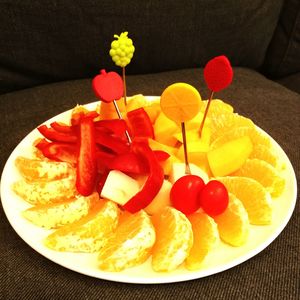 Close-up of fruits in plate