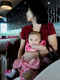 Mother and daughter at home