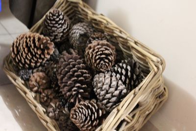 Close-up of pine cone at home