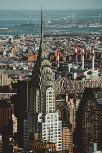 High angle view of buildings in city