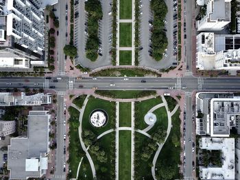 Directly above shot of road amidst cityscape