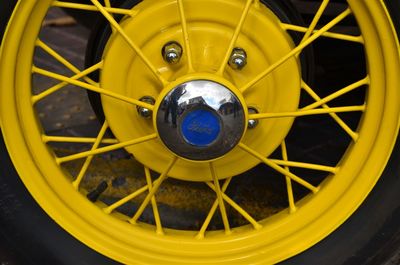 High angle view of yellow wheel