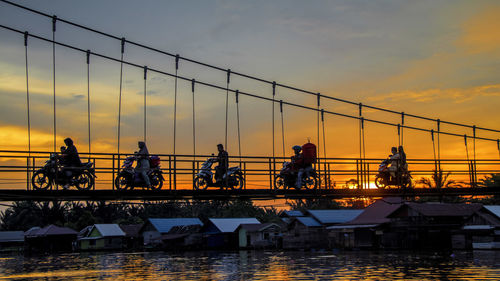 Suspension bridge over river