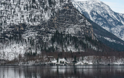 Scenic view of river and mountains