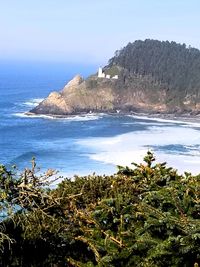 Scenic view of sea against clear sky