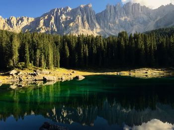 Scenic view of a mountain lake in italy 