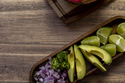 High angle view of food on table