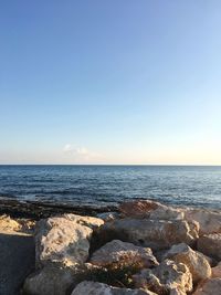 Scenic view of sea against clear sky