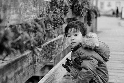 Portrait of boy on the bridge