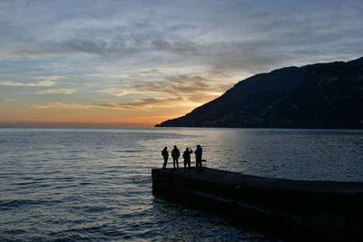 Sunset over the sea of the amalfi coast in italy.