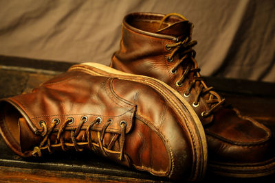 High angle view of shoes on table