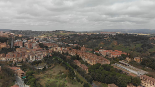 High angle view of townscape against sky