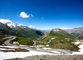 Scenic view of snowcapped mountains against sky, landscape view