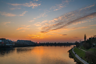 View of city at sunset