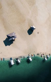 High angle view of clothes drying on beach