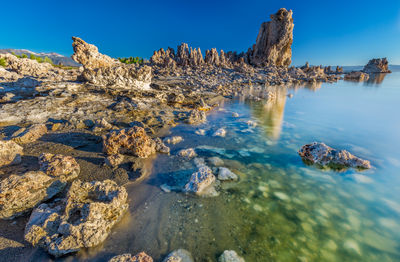 Scenic view of rock formation at mono lake tufa state natural reserve