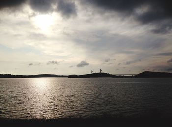 Scenic view of sea against cloudy sky