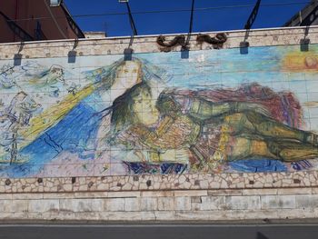 Low angle view of graffiti on wall