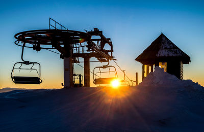 Silhouette built structure against sky during sunset