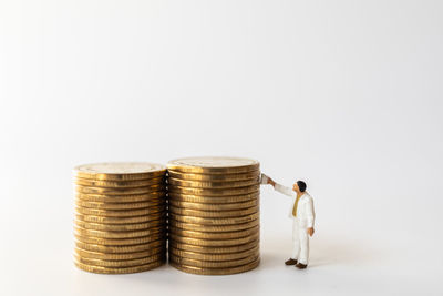 Stack of objects against white background