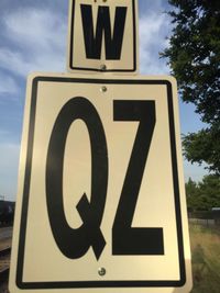 Low angle view of road sign against sky