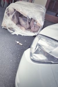 High angle view of car on street