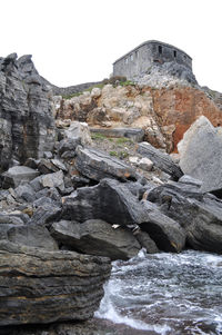 Rock formation against clear sky