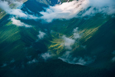 Aerial view of mountains against sky