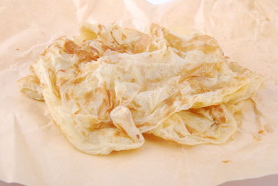 High angle view of bread on paper