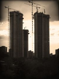 Cranes at construction site