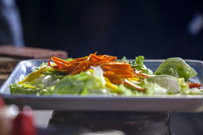 Chopped vegetable on tray