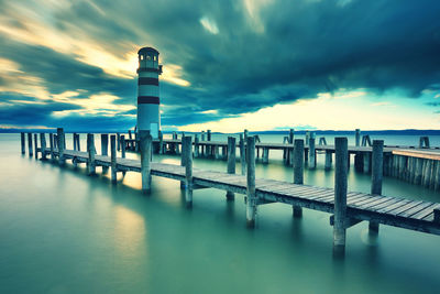 Autumn evening at lake neusiedler see at the austrian border and villages rust and podersdorf am see