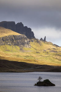 Scenic view of rock formations against sky