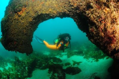 Rock formation in sea