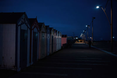 Beach huts at night