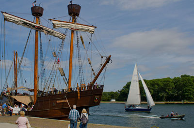 Boat sailing in sea