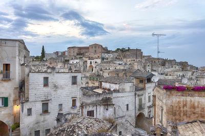 Ancient unesco heritage old town of matera sassi di matera, in southern italy. prehistoric dwellings