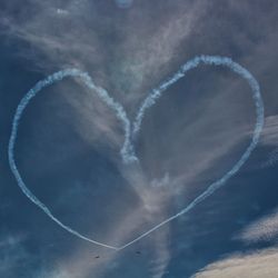 Low angle view of vapor trails in sky