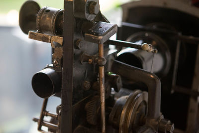 Close-up of machine part in factory