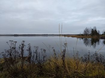 Scenic view of lake against sky