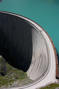 High angle view of dam in sunny day