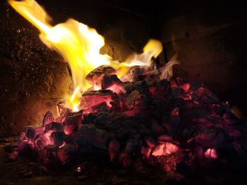 High angle view of bonfire